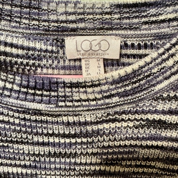 LOGO by Lori Goldstein Women's Patterned Sweater - Purple and Gray - Picture 3 of 4